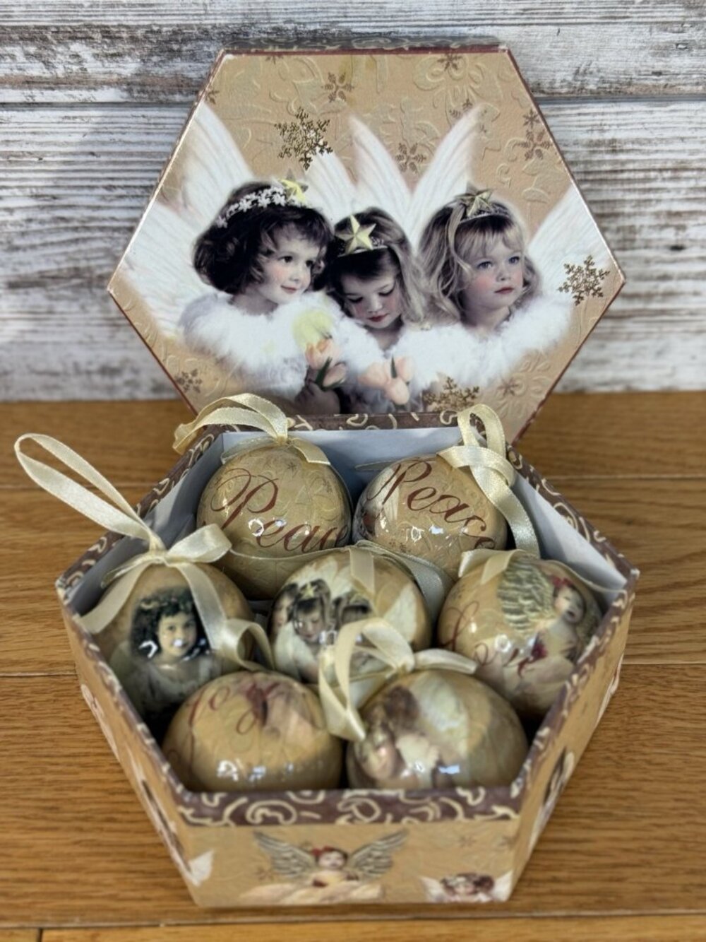 Christmas Ornaments by Kathleen Francour Decoupage Angel Babies Set of 7